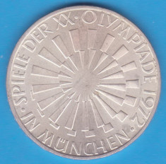 (1) MONEDA DIN ARGINT GERMANIA - 10 MARK 1972 - LIT. G - OLIMPIADA - KM# 134 foto