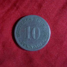 Moneda 10 pf.1892 litera D Germania , metal ,cal.F.Buna