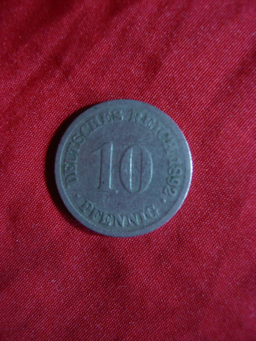 Moneda 10 pf.1892 litera D Germania , metal ,cal.F.Buna