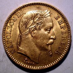 D.067 FRANTA NAPOLEON III 20 FRANCS FRANCI 1863 A AUR 0.900 6,44g foto