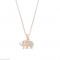 Superb lant / colier suflat cu aur de 9K cu pandantiv elefant si zircon cz