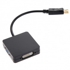 3 in 1 adaptor DisplayPort la HDMI + VGA + DVI convertor laptop, pc, tv, video foto