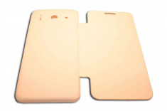 Flip Cover Huawei Ascend G510, Piele eco, Culoare alb foto