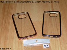 Husa Silicon Samsung Galaxy S7 G930 Argintiu Si Auriu foto