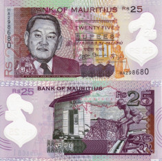MAURITIUS 25 rupees 2013 polymer UNC!!! foto