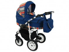 Carucior copii 3 in 1 MyKids Germany Albastru Inchis Color foto