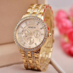 Ceas Dama Geneva Silver Gold Edition + Cutie cadou foto