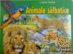ANIMALE SALBATICE, CARTE PUZZLE, 4 PUZZLE CU 48 DE PIESE foto