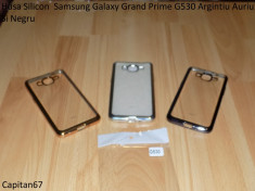 Husa Silicon Samsung Galaxy Grand Prime G530 Argintiu Auriu Si Negru foto