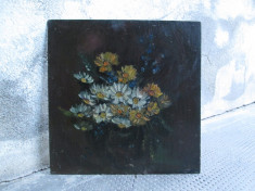 Flori de camp, pictura veche in ulei foto