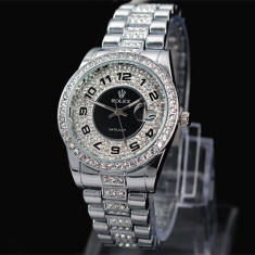 CEAS DAMA ROLEX OYSTER DATEJUST SILVER-PRET IMBATABIL-CALITATEA 1-SUPERB-REDUS foto