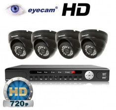 Kit supraveghere AHD cu 4 camere 1MP si DVR Eyecam EC-AHD-KIT4 foto