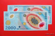 ROMANIA - 2.000 Lei 1999 - Lot 2 bancnote / SERII CONSECUTIVE - UNC foto