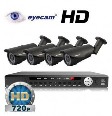 Kit supraveghere AHD cu 4 camere 1MP si DVR Eyecam EC-AHD-KIT6 foto