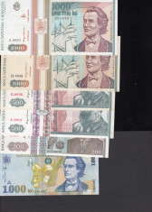 ROMANIA POSTDECEMBRISTA ,100LEI 2BUC, 500 LEI 2 BUC.,200LEI SI 1000 LEI , AUNC foto