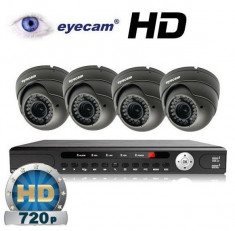 Kit supraveghere AHD cu 4 camere 1MP si DVR Eyecam EC-AHD-KIT5 foto