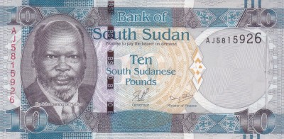 Bancnota Sudanul de Sud 10 Pounds (2011) - P7 UNC foto