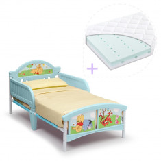 Set pat cu cadru metalic Disney Winnie the Pooh si saltea pentru patut Dreamily - 140 x 70 x 10 cm foto