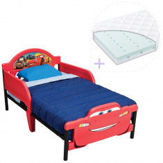 Set pat cu cadru metalic Disney Cars 3D si saltea pentru patut Dreamily - 140 x 70 x 10 cm foto