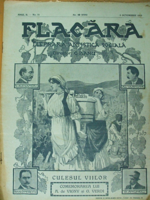 Flacara 5 octombrie 1913 comemorare A. de Vigny si G. Verdi
