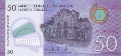 Bancnota Nicaragua 50 Cordobas 2014 - P211 UNC (polimer) foto