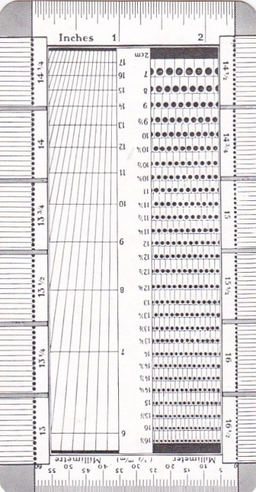 Odontometru clasic, pentru controlul dimensional la dantelura.