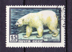 Timbre RUSIA 1957 = ANIMALE SALBATICE - URSUL POLAR foto