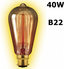 Edison Line Vintage 40W B22 Bec Decorativ 130 LUM CA017 foto