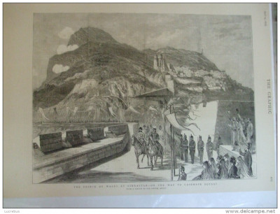 Grafica 29 aprilie 1876 The Graphic Gibraltar print Wales cai armata cazemata foto