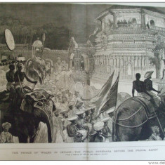 Grafica 1876 The Graphic Ceylon elefanti palat print Wales Kandy Perehara