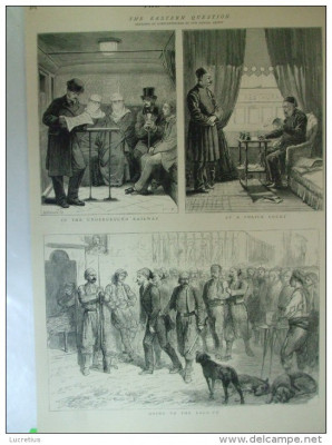 Grafica 1876 The Graphic Constantinopole tren femei musulmane politie temnita foto