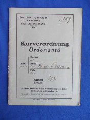 CARNET ORDONANTA ( KURVERORDNUNG ) * ISVOARELE DIN KARLSBAD - 1931 foto