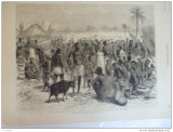 Grafica 1876 The Graphic Africa Centrala expeditie Soko targ Zambia Kawele
