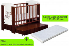 Patut cu sertar KLUPS Teddy with Stars Wenge + Saltea 10 MyKids foto