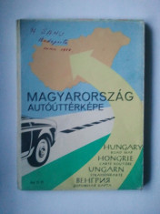 ROAD MAP - HUNGARY HARTA AUTO \ RUTIERA UNGARIA 1969 foto