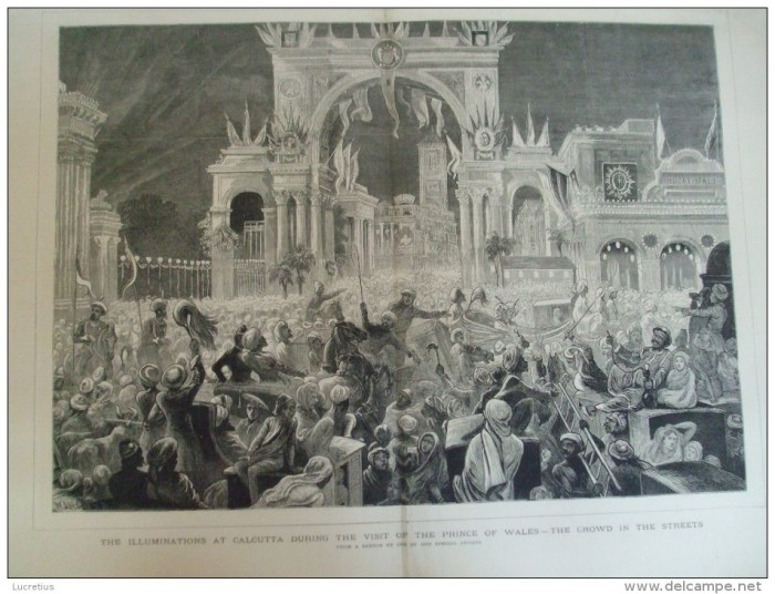Grafica 1876 The Graphic India Calcutta print Wales lumini palat