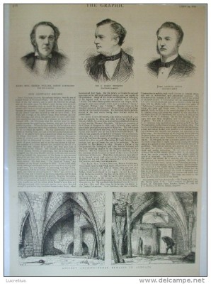 Grafica 29 aprilie 1876 arhitectura Aldgate Londra necrolog Lyttelton Burrows foto
