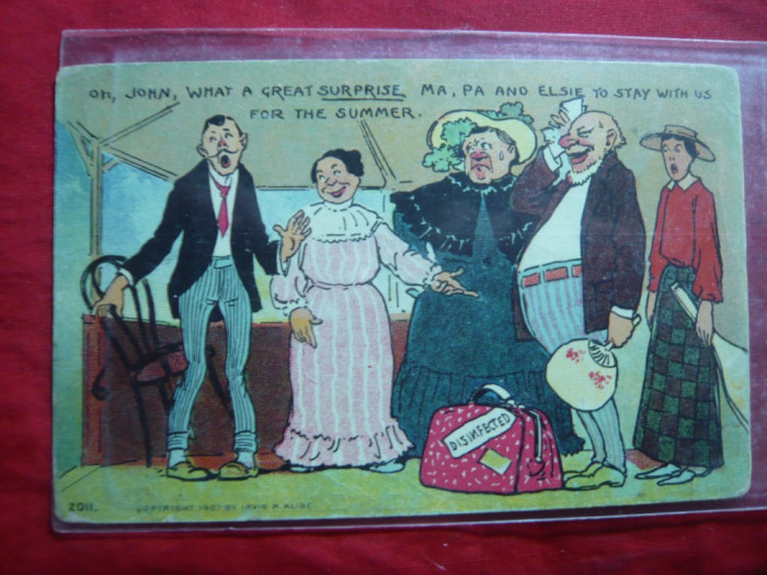 Ilustrata comica -Surpriza Nevestei -1907 ,piesa autor ,semnata I.M.Kline