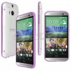 Bumper husa silicon transparenta margine bumper mov purple HTC ONE 2 M8 + folie foto