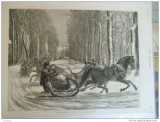 Grafica 5 februarie 1876 The Graphic sanie cai derdelus iarna Haga Olanda