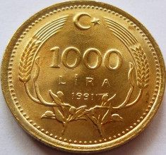 Moneda 1000 Lire - TURCIA, anul 1991 *cod 1429 a.UNC foto