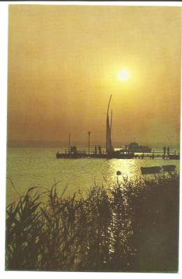 @carte postala(ilustrata)-MAMAIA-Apus de soare pe Suit-Ghiol foto