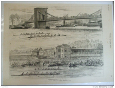 Grafica 31 martie 1877 The Graphic barci intrecere universitate Londra pod foto