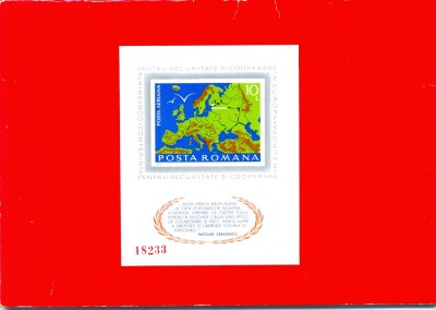 RO-0009-ROMANIA 1975-Conferința pentru Securitate,coliță nedantelată,MNH foto