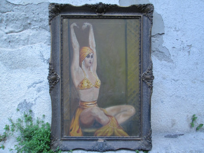 Dansatoare, tablou vechi, pictura veche Art Deco, ulei pe panza foto