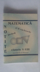 Notite, Matematica, clasele V-VIII - editura Stadiform foto