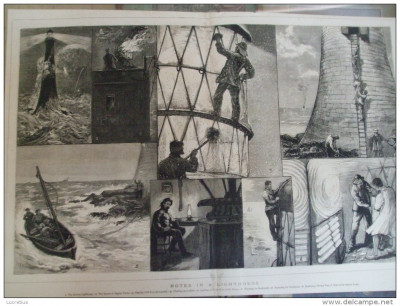 Grafica 1 ianuarie 1876 The Graphic far mare furtuna barca foto