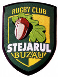 ROMANIA ECUSON TEXTIL RUGBI RUGBY CLUB STEJARUL BUZAU 83 x 63 mm **