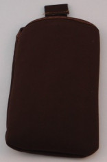 Toc textil cu tragator imitatie piele intoarsa iPhone 3GS / 4GS Maro inchis foto