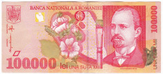 Bancnota 100.000 lei 1998 ( 100000 lei 1998 ) Nicolae Grigorescu VF+ (4) foto